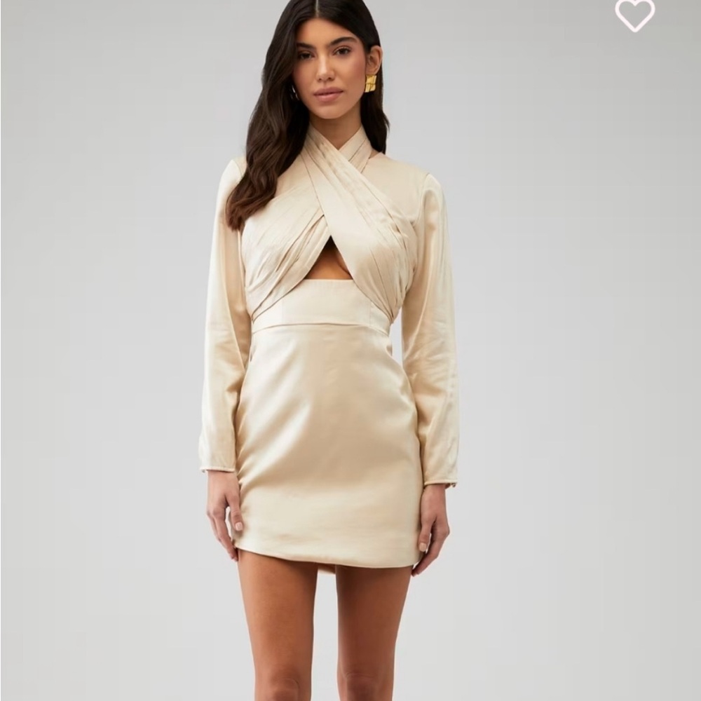 REVOLVE Cream Long Sleeve Dress